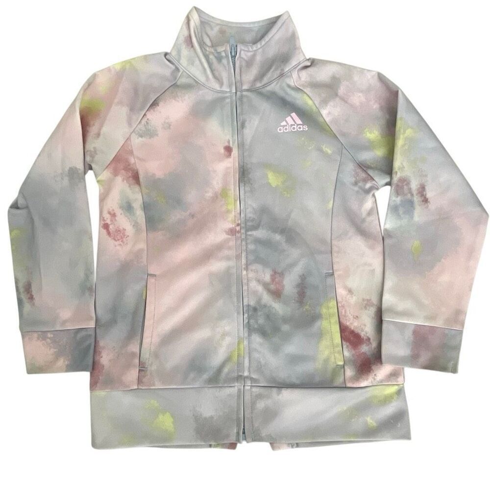 EUC Adidas Full Zip Soft Shell Pink Gray Jacket - Size 4